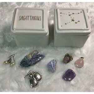 Sagittarius Rae Dunn Jewelry Boxes – Zodiac Trinket Set (2-Piece)